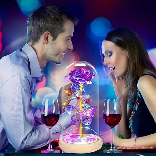 QUNPON Mothers Day Rose Gifts for Mom Flowers Rose Gifts for Women,Birthday Gifts for Women,Purple Butterfly Flowers for Mom Mother Day Flower Gifts from Daughter Son,Gift for Sister,Her,Grandma,Wife