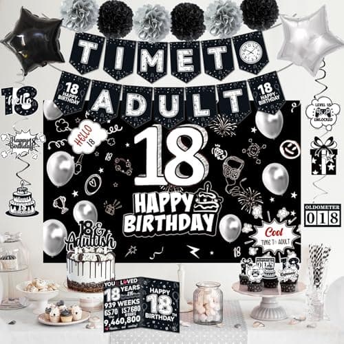 Birthday Party Supplies, Black Birthdays Decorations (18th)