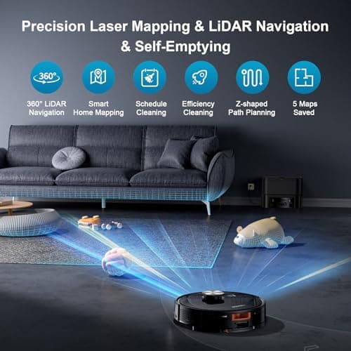 Robot Vacuum and Mop Combo, Robot Vacuum Self-Emptying with 11500Pa Suction, 70-Day Capacity, Fast Home Mapping, LiDAR Navigation, Smart Obstacle Avoidance, Ideal for Pet Hair, Carpet, Hard Floor