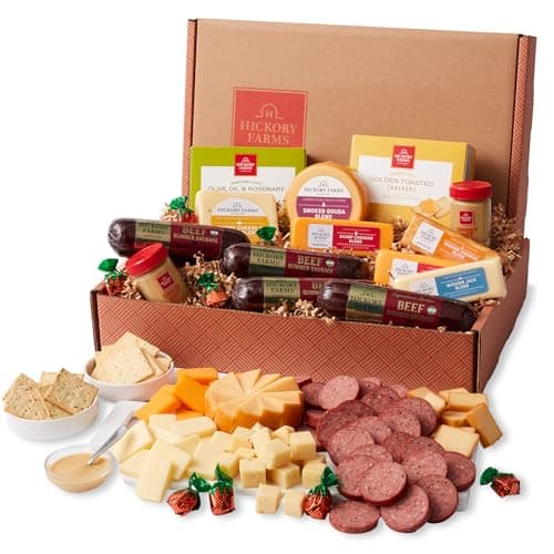 Hickory Farms Signature Beef Meat and Cheese Gift Basket (Extra Large) - Box Set | Charcuterie Board Food | Summer Sausage | Father's Day | Mother's Day | Easter | Christmas | Holiday | Housewarming | Gourmet | Sympathy | Care Package