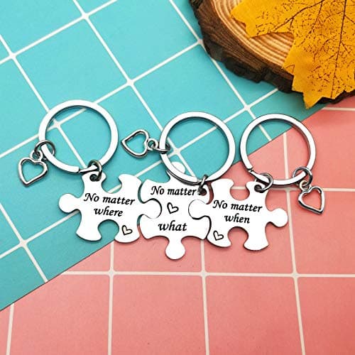 Ciyumu Best Friend Keychain Set Sisters Brothers Keychain No Matter Where What When Puzzle Keychains Set of 3 Long Distance Relationship Gifts Friendship Gifts for Family Teens Birthday Graduation Gift