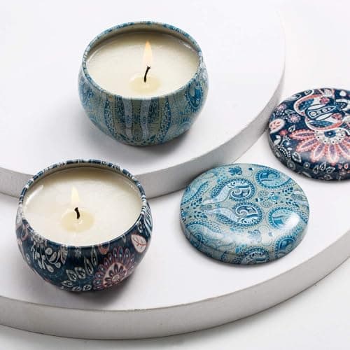 Scented Candles Gift Set, Natural Soy Wax Portable Travel Tin with Strongly Fragrance Essential Oils for Stress Relief and Aromatherapy - 16 Pack