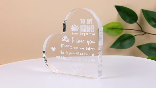 Gifts for Boyfriend, Men, Husband, I Love You Romantic Birthday Anniversary Retirement Gift - Heart Shaped Acrylic Block Paper Weights for Him Idea