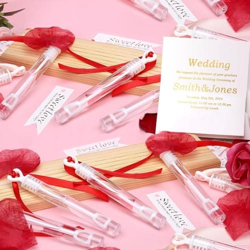 32Pcs Wedding Bubble Wands Bulk(White Heart Top), Mini Bubble Party Favors, Valentine's Day, Anniversary Supplies, Wedding Send Off, Gift Box Decoration, Goody Bag Stuffers Filler for Couple Guest Kid