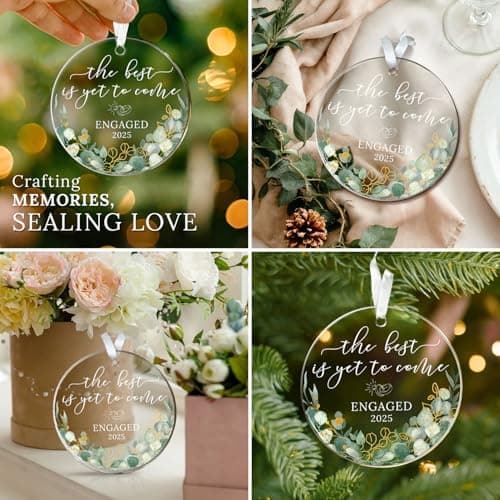 HEXMOZ Engagement Gifts for Couples - Engagement Gift for Newly Engaged Couples, Women, Fiance, Her - Bride to Be Gifts, First Christmas Just Engaged Acrylic Ornament 2025 - Party Decorations