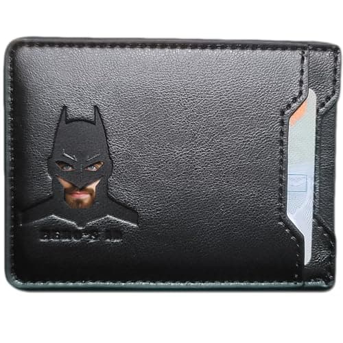 Leather Bat Wallet - Personalized wallet Man Woman, Superhero Mask - Slim Card Holder, Bat ID Heroic wallet- Unique Holiday Gift Birthday, Anniversary, for Dad, Husband, Boyfriend, Wife, Father's day