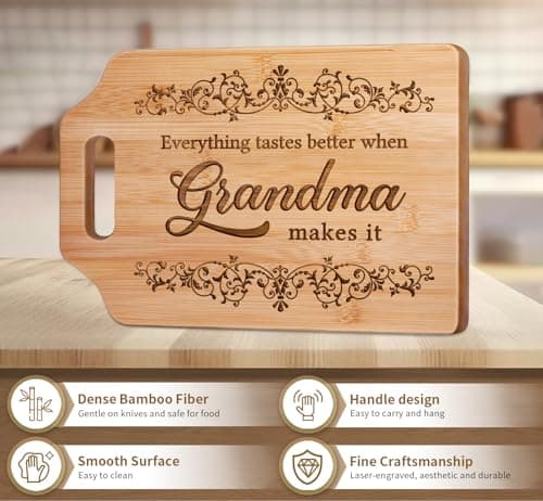 AceThrills Grandma Gifts for Grandma Birthday Gifts from Grandkids for Christmas, Mother's Day - Engraved Bamboo Cutting Board 12.3"L x 8.7"W x 0.4"Th (Everything Tastes Better)