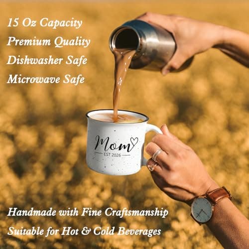 Maustic Mom and Dad Mugs, New Parents Gifts for Couples, New Mom and Dad Est 2026 Gifts for Expecting First Time Parents, 15 Oz