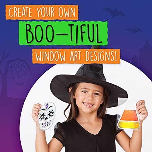 Creativity for Kids Halloween Window Art Kit | Create 7 Spooky Suncatchers with Paint, Rhinestones & Wiggly Eyes | DIY Craft Kit for Kids | Fun for Parties, Gifts & Seasonal Décor (Ages 6+)