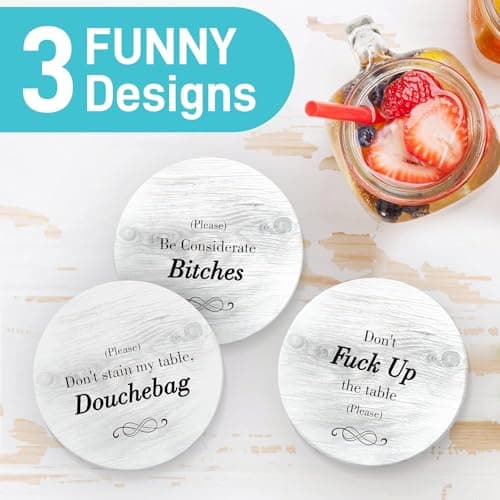 Funny Coasters - Perfect White Elephant Gifts - Unique Gifts for Women Men - Cool Friend Gifts - Secret Santa Gifts - Gag Gifts - Couples Gifts - Funny Housewarming Gifts - Birthday