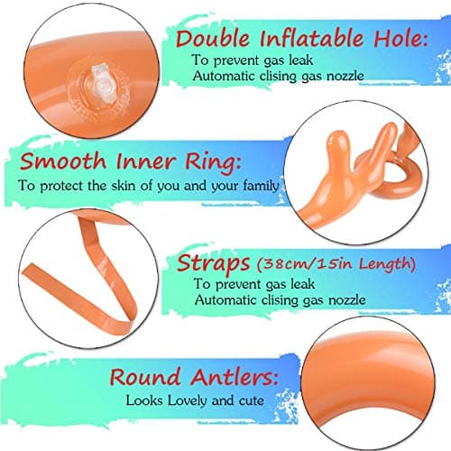 2 Set Inflatable Reindeer Antlers Ring Toss Game, Christmas Games for Family Party Great for Adults and Kids