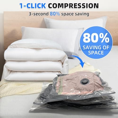 15 Pack Travel Vacuum Bags for Clothing with Rechargeable Electric Pump，Travel Vaccine Sealed Storage Bag for Clothes Suitcase