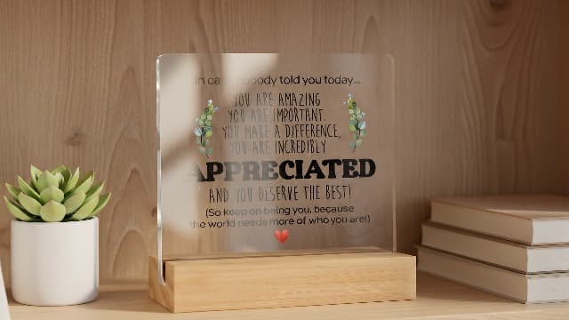 Inspirational Gift Ideas - Thank You Gifts for Women Men Friends - Appreciation Gifts for Coworker - Motivational Quote Clear Desk Sign Decor Home Office Desk Decor (4 x 4 Inches)