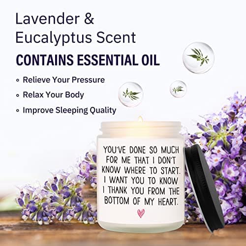 BAUBLEDAZZ Thank You Gifts for Women, Thank You Candle- Handmade Lavender Natural Soy Wax Candle (7oz)- Appreciation Gifts for Friends, Coworker, Men, Hostess