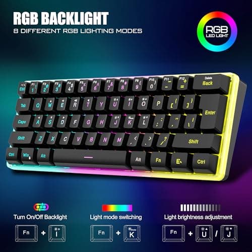 RedThunder 60% Wireless Gaming Keyboard & Mouse Combo with Rechargeable Battery, Ultra-Compact Small RGB Mechanical Feel Keyboard, Ergonomic Lightweight Honeycomb Optical Mouse for Gaming/Business
