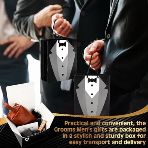 13 Pcs Groom Proposal Gift Set Stainless Steel Flask Box Bag Shot Glass Bottle Opener Pocket Watch Sunglasses Knife Sock Card Toiletry Bag for Wedding