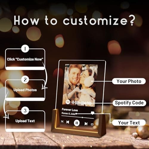 Spotify Decorative Plaque Personalized Gifts, Custom Gifts for Him Her, Customized Picture Frame for Boyfriend Girlfriend Couple Wife Women on Anniversary Birthday