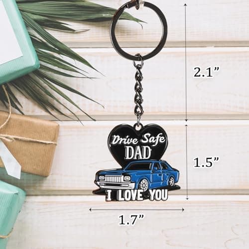 Venhoo Drive Safe Keychain for Dad-I Love you Dad Gifts from Daughter Son Wife, Key Chain Gifts Idea for Daddy Father’s Day, Christmas, Birthday with Gift Box and Note Card