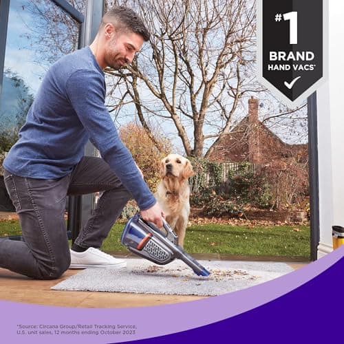 BLACK+DECKER dust buster Handheld Vacuum Cordless, Pet Hair Vacuum, Portable for Home and Car with Pet Brush, Rechargeable, Powerful Suction, Washable Bowl Filter,furbuster AdvancedClean (HHVK515JP07)