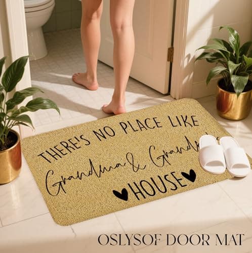 Grandma Grandpa Gifts Door Mat, Grandma and Grandpa's House Funny Doormat for Front Door Indoor Outdoor Porch Entrance Entryway, Gifts for Grandparents Welcome Mat Outside, 17x30 Inches