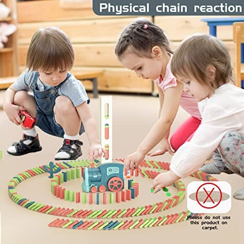 Domino Train Toys Kids Games - Automatic Stacking Creative Game 3+ Year Old - Stem Montessori Toy for Boys 4-6 - Summer Autistic Christmas Birthday Gifts 5 6 Toddler Ages 4-8