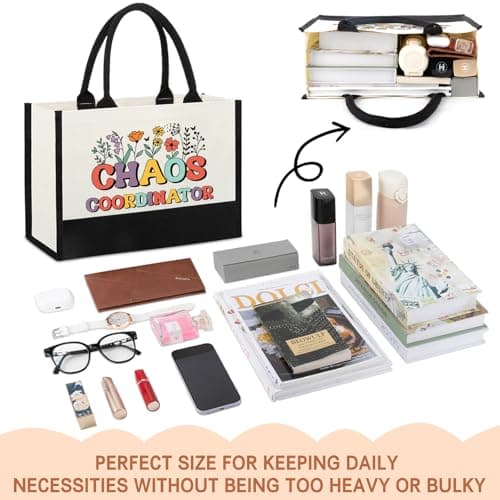 Chaos Coordinator Tote Bag Gifts for Women, Thank you Appreciation Gifts for Coworkers Boss Lady Manager Supervisor Wedding Planner Secretary Administrator Idea for Birthday Christmas