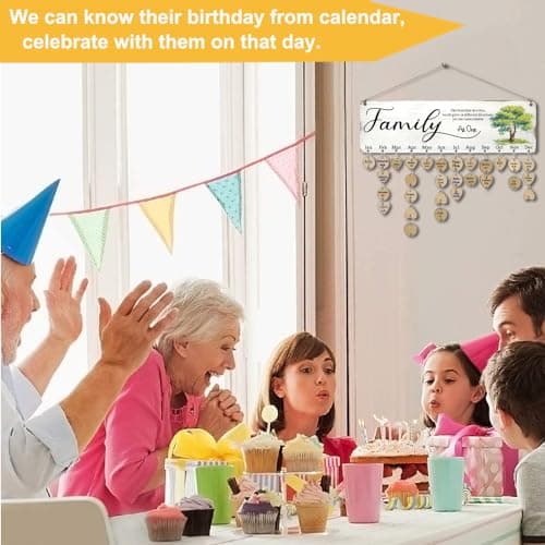 Birthday Gifts for Mom Grandma, Wooden Family Birthday Plaque Reminder Calendar Board Wall Hanging, Grandmother in Law Granny Present for Mothers Day Birthday Christmas Gift, FAMILY Sayings Pattern