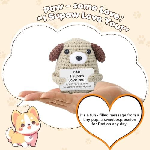 Gifts for Dad, Papa, Daddy - Son & Daughter's Funny Handmade Crochet Puppy - Thoughtful Birthday, Father's Day, Christmas, Valentine's Day, Easter, Thanksgiving