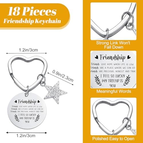 Paterr 24 Pcs Friend Gifts for Women Friendsgiving Makeup Bags Friendship Keychains Galentines Gifts Bulk Cosmetic Bags with Zipper for Roommate BFF Bestie Birthday Decorations(Star)