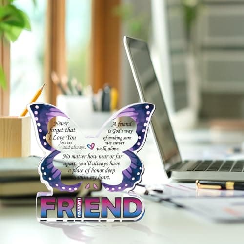 Best Friend Birthday Gifts for Women, Butterfly Gift for BFF Bestie Bestfriend, Friendship Gifts for Women, Small Gifts for Female Friend Ideas, Friend Decorative Signs Plaques