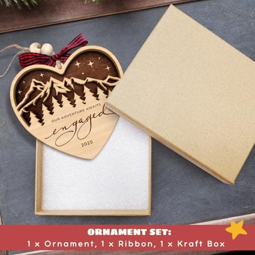 Engagement Gifts for Couples - Gifts for Newly Engaged Couples - Engagement Gift for Her, Bride to Be, Couple - Just Engaged Gift for Friends, Women, Fiance - Wood Christmas Ornament 2025