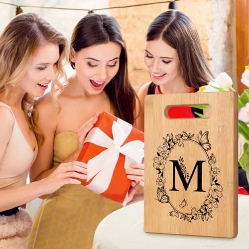 Personalized Cutting Board, Initial Birthday Gifts for Women Wedding Gifts for Couple, Monogrammed Engraved Bamboo Wood Kitchen Gifts, Unique Gift for Christmas Anniversary Housewarming(Letter M)
