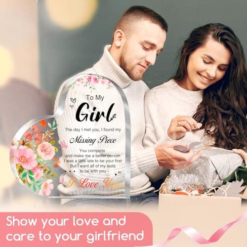 Gifts for Girlfriend, Mothers Day Gifts for Girlfriend, Anniversary Valentines Gifts for Her, To My Girl Acrylic Keepsake, Romantic I Love You Gifts for Her Girlfriend GF Gifts