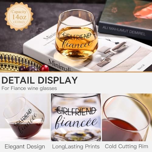 Engagement gifts for couples gifts for Newly Engaged,2025 Engagement present for Her Fiance Fiancee wine glasses for Women,Mr Mrs Gifts engaged gifts for Bridal,Women Engagement Gifts