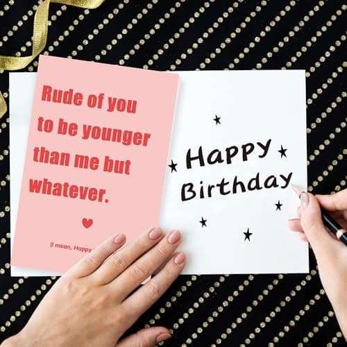 Funny Birthday Card & Gifts for Friend Sister Bestie, Humorous Birthday Card for Husband Wife, Cute Birthday Card for Men Women, Younger Than Me But Whatever