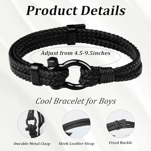 Sereney 9 10 11 12 13 15 16 18 21 30 40 50 60 Year Old Birthday Gifts for Him Boys, Handmade Triple Protection Bracelets as Adjustable National Boyfriend Day Bracelets for Boys Son Grandson Dad Man