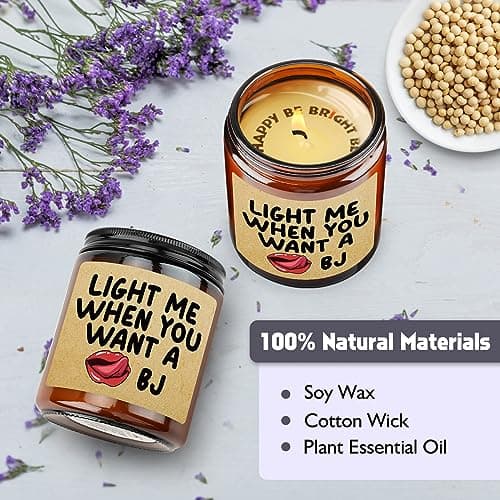 Lavender Scented Candle Gifts for Men, Naughty Candle Gifts for Him, Funny Gift from Wife, Anniversary, Sweetest Day, Valentine's Day, Birthday Gift for Husband, Boyfriend, Fiance Present