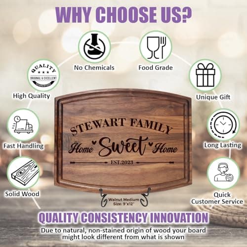 Personalized Home Sweet Home Cutting Board – Custom Engraved Wooden Board – Housewarming Gift, New Home Gift, Realtor Closing Gift, Wedding, Anniversary, Christmas, Bridal Shower Present