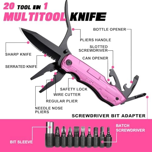 Gifts for Women, Mom, Wife, Girlfriend, Best Friend, Christmas, P-ink Multitool Knife - Gifts for Mom, Unique Gift Ideas for Women, Mothers Day Anniversary Valentines Day Birthday Gifts for Women