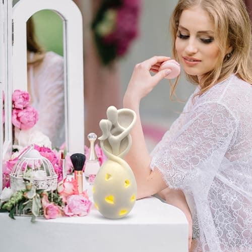 Infinity Love Candle Holder Statue with Flickering LED Candle for Couples, Wife, Husband, Him or Her, Bridal Shower, Engagement, Parents, Registry