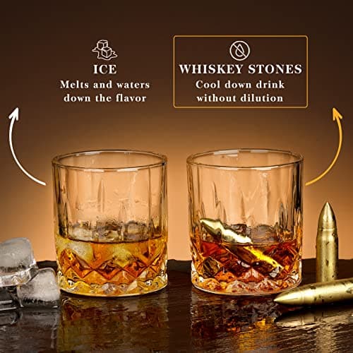 Oaksea Gifts for Husband Him Men, Reusable Stainless Steel Engraved Whiskey Stones Glasses Set Gifts, Birthday Wedding Stocking Stuffers for Husband Dad Boyfriend Fiance, Cool Burbon Scotch Set Gifts