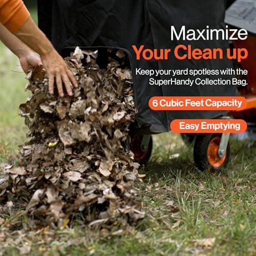 SuperHandy Leaf Vacuum & Wood Chipper - 7 HP 209CC Gas Engine, 10:1 Mulch Ratio, 6 Bushel Bag Capacity, Castor Wheels, Dual Function: Walk-Behind Leaf Vacuum Mulcher & Wood Chipper