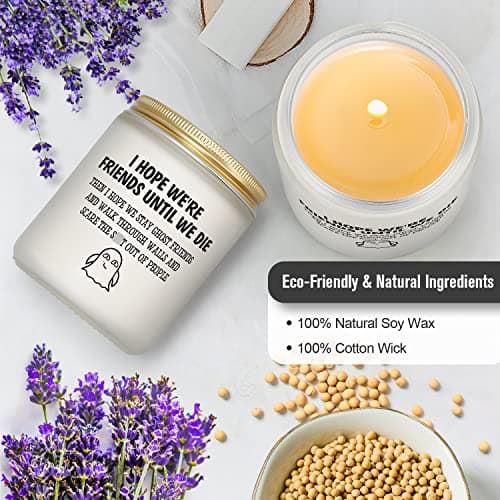 Gifts for Women Men, Unique Friendship Gift for Best Friend BFF Bestie, Funny Personalized Birthday Christmas Anniversary Present for Coworker Sister Classmate Female, Lavender Candle for Her Him