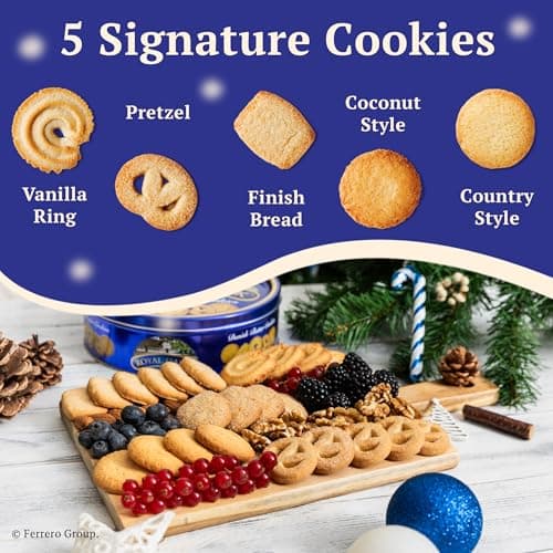 Royal Dansk Holiday Cookie 4 Pack, Exclusive Amazon Multipack of Original Danish Butter Cookies, Festive Tins for Christmas Gifts, Made with Real Butter, Non-GMO Ingredients