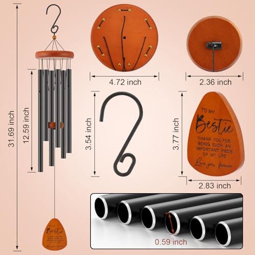 Bestie Gift for Women, Friend Gifts for Women, Unique Friendship Gifts for Birthday, Mothers Day, Christmas, 32 Inch Wind Chimes Gift for Home Decor