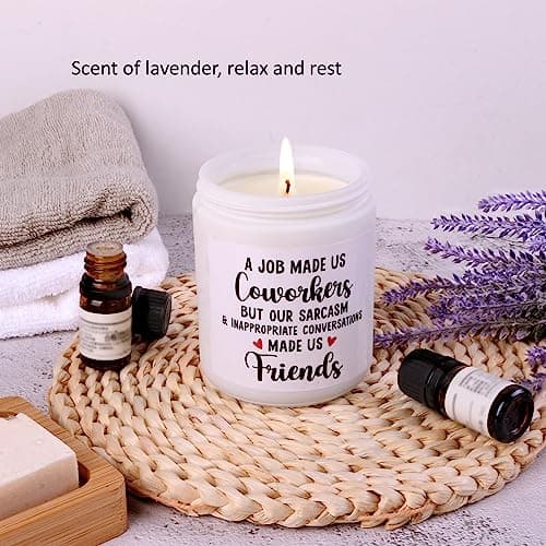 Soy Wax Lavender Candles - Retirement & Going Away Gifts for Women & Men, Funny & Farewell Gifts for Coworkers, Birthday Candles Included