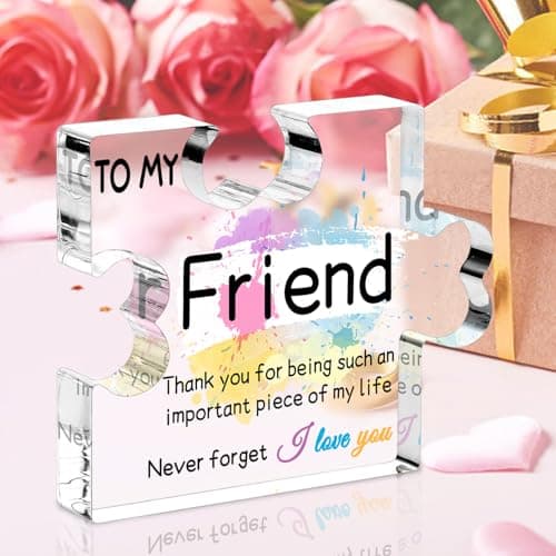Friend Gifts for Women, Gifts for Friends - Acrylic Puzzle Piece Plaque Friend Gifts 4.7×3.8×0.6inch, Birthday Gifts for Women Friendship, Cool Gifts for Female Friend