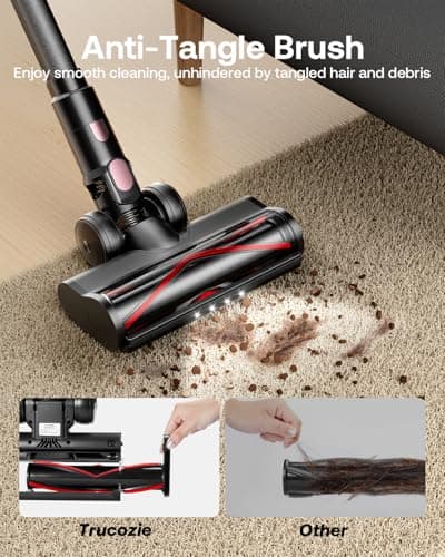 Cordless Vacuum Cleaner, Self-Standing 40Kpa 45Mins Vacuum Cleaners for Home, 8-in-1 Lightweight Stick Vacuum with Anti-tangle Wireless Vacuum for Carpet, Tile, Pet Hair, Hardwood Floors, Black