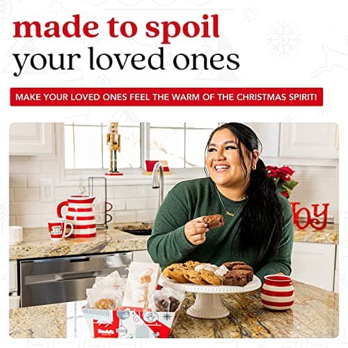 David’s Cookies Holiday Cookies and Brownies Gift Basket Crate - Deliciously Flavored Assorted Cookies and Brownies in a Christmas Snack Box Gift Crate - Gourmet Holiday Food Gift Basket for Sharing