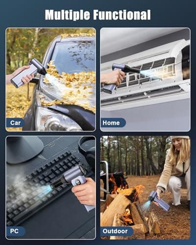 Compressed Air Duster with150,000RPM Brushless Motor, 8000mAh Battery, LED Light, 4-Gear Adjustable Electric Air Blower for Home, Car, Computer, Outdoor